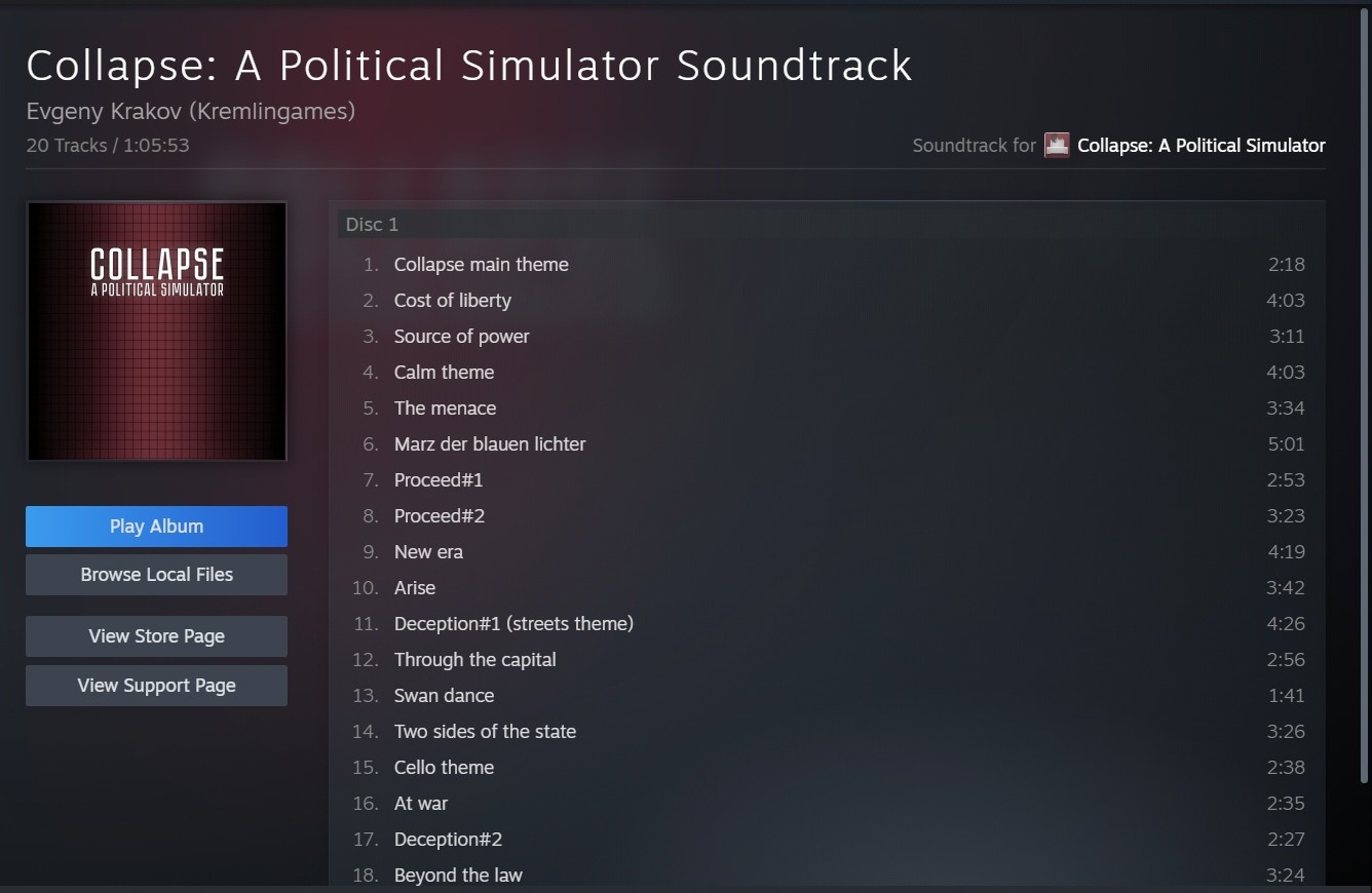 Collapse: A Political Simulator Soundtrack в Steam