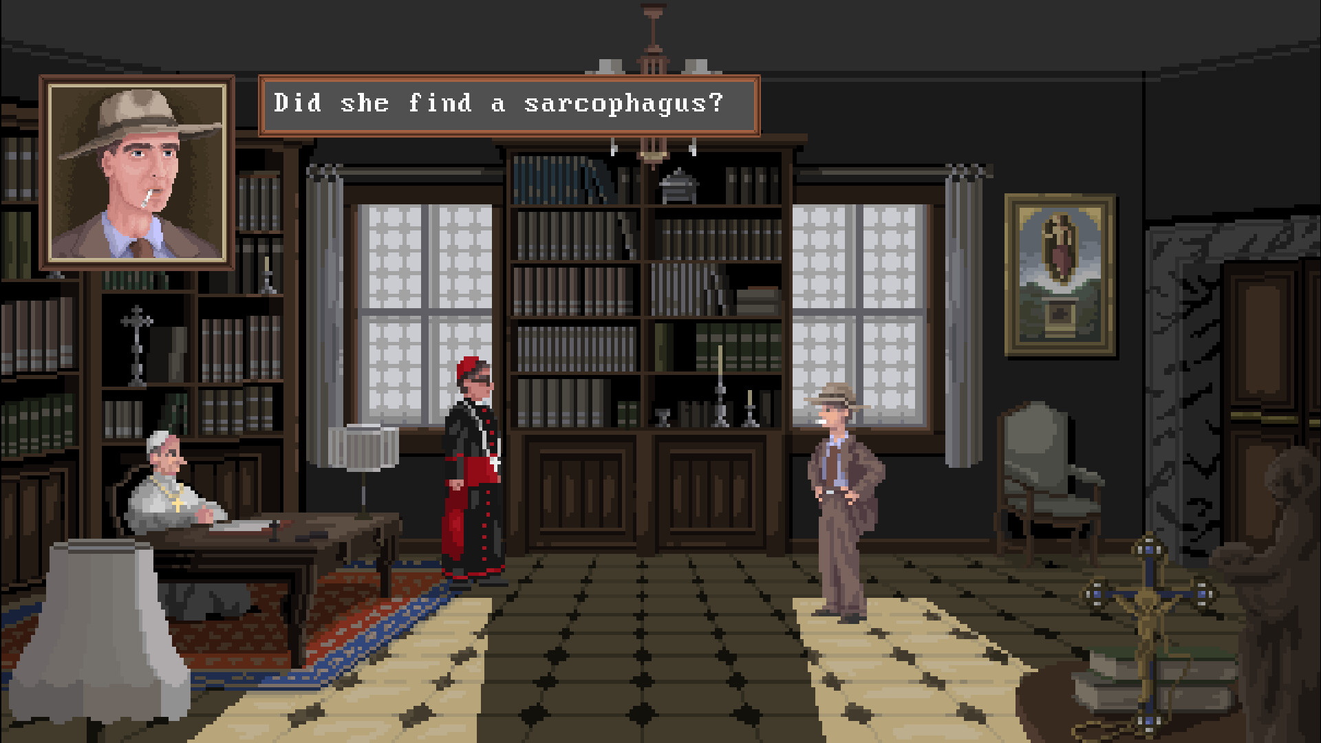 A screenshot from the upcoming point-and-click adventure Mesektet.