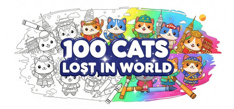100 Cats Lost In World Find & Color Cover Image