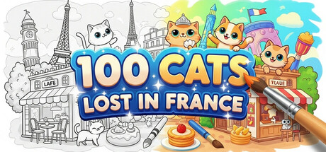 100 Cats Lost In France Find & Color Cover Image